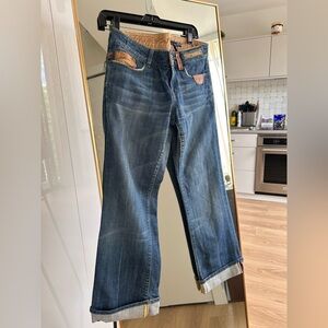 Vigoss Blue and Tan Denim Jeans